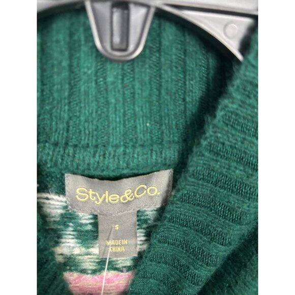 Style & Co Women's Green Fair Isle Knit Sweater Size Small Multicolor NWOT's - Picture 6 of 8